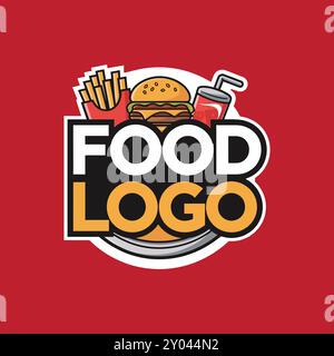 Logo Food, logo Burger, logo ristorante, logo fast food, design delizioso, icona hamburger, marchio alimentare, logo Gourmet, Food Truck, logo Cafe, cucina Illustrazione Vettoriale