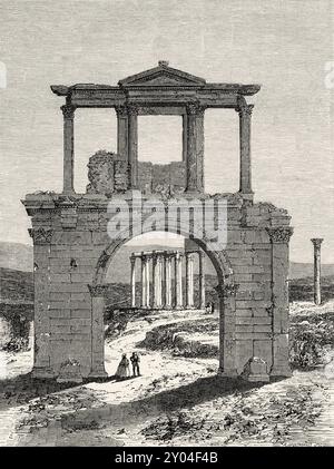 Arco di Adriano, Atene, Grecia, disegno di Emile Therond (1821-1883) A Winter in Athens, 1857-1858 di Antonin Proust (1832-1905) le Tour du Monde 1862 Foto Stock