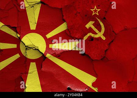 Bandiere della Macedonia e dell'Unione Sovietica Foto Stock