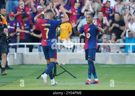 Barcellona, Spagna. Credito: D. 31 agosto 2024. Raphinha (Barcellona) calcio: Partita spagnola "la Liga EA Sports" tra FC Barcelona 7-0 Real Valladolid CF all'Estadi Olimpic Lluis Companys di Barcellona, Spagna. Credito: D . Nakashima/AFLO/Alamy Live News Foto Stock