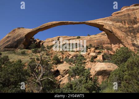 Der Landscape Arch im Arches National Park nello Utah Foto Stock