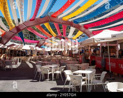 Il mercato mondiale a Sallent de Gallego, Huesca. Festival dei Pirenei meridionali di Lanuza Huesca. festival dei pirenei Foto Stock