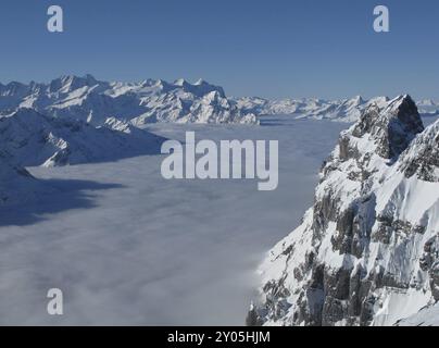 Vista verso Eiger Monch e Jungfrau, Titlis Foto Stock