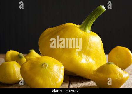 Selezione squash Pan Patty giallo Foto Stock