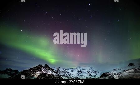 Luci del nord sud dell'Islanda Foto Stock