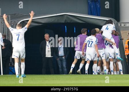 Copenaghen, Danimarca. 1 settembre 2024. Superliga match tra FC Copenhagen e Broendby IF al Parken di Copenaghen domenica 1 settembre 2024. (Foto: Mads Claus Rasmussen/Scanpix 2024) credito: Ritzau/Alamy Live News Foto Stock