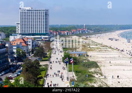 Strandpromenade vonoben, Warnemuende, Meclemburgo-Pomerania occidentale, Germania, Europa Foto Stock