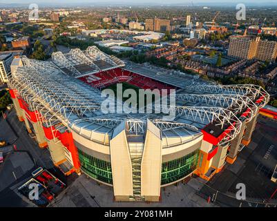 Vista aerea dello stadio di calcio del Manchester United Foto Stock