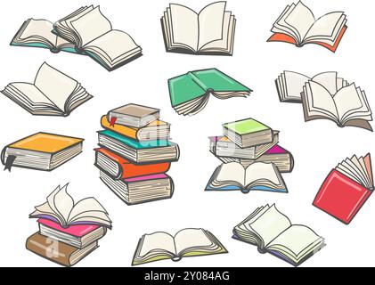 Libri colorati disegnati a mano Illustrazione Vettoriale