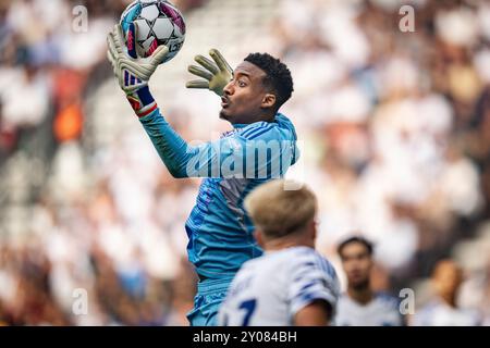 Danimarca. 1 settembre 2024. Nathan Trott del FC Copenhagen durante la partita 3F Superliga tra FC Copenhagen e Broendby IF al Parken di Copenaghen, domenica 1 settembre 2024. (Foto: Mads Claus Rasmussen/Ritzau Scanpix) credito: Ritzau/Alamy Live News Foto Stock