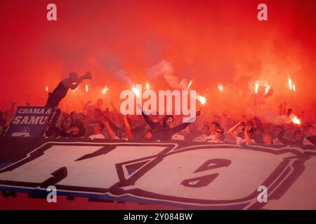 Danimarca. 1 settembre 2024. I tifosi del Copenhagen durante la partita 3F Superliga tra FC Copenhagen e Broendby IF al Parken di Copenaghen, domenica 1 settembre 2024. (Foto: Mads Claus Rasmussen/Ritzau Scanpix) credito: Ritzau/Alamy Live News Foto Stock