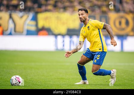 Danimarca. 1 settembre 2024. Sean Klaiber del Broendby IF durante il 3F Superliga match tra FC Copenhagen e Broendby IF al Parken di Copenaghen, domenica 1 settembre 2024. (Foto: Mads Claus Rasmussen/Ritzau Scanpix) credito: Ritzau/Alamy Live News Foto Stock