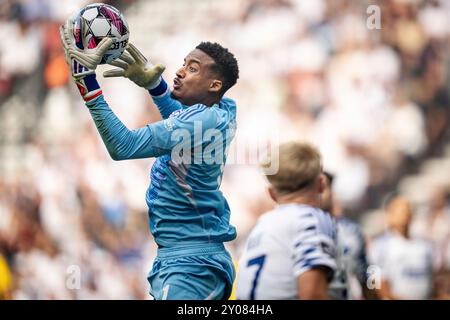 Danimarca. 1 settembre 2024. Nathan Trott del FC Copenhagen durante la partita 3F Superliga tra FC Copenhagen e Broendby IF al Parken di Copenaghen, domenica 1 settembre 2024. (Foto: Mads Claus Rasmussen/Ritzau Scanpix) credito: Ritzau/Alamy Live News Foto Stock