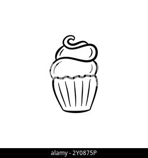 Cupcake Vector disegnato a mano - illustrazione del dessert dolce Illustrazione Vettoriale