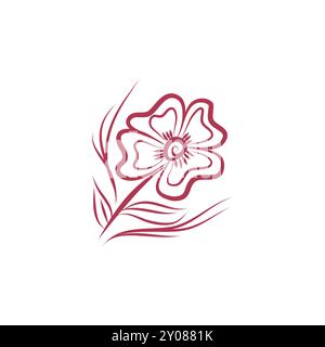 Design artistico con linee floreali - illustrazione delicata e minimalista dei fiori Illustrazione Vettoriale