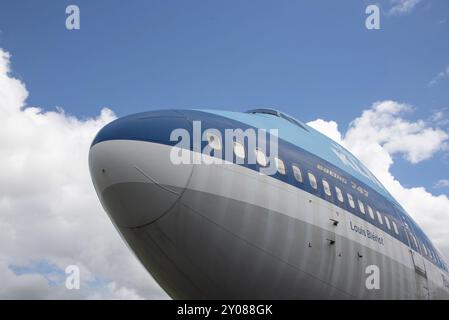 Lelystad, Paesi Bassi. Luglio 2022. La sezione nasale del Boeing 747. Primo piano Foto Stock