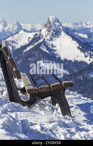 Panorama alpino invernale visto dal Wallberg Foto Stock