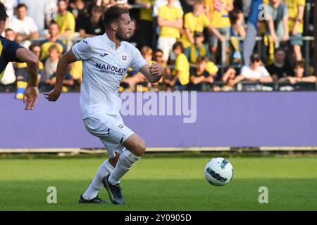 Bruxelles, Belgio. 1 settembre 2024. Anderlecht's Mats Rits in azione durante una partita di calcio tra RUSG Royale Union Saint-Gilloise e Royal Sporting Club Anderlecht, a Bruxelles, il sesto giorno della stagione 2024-2025 della prima divisione del campionato belga "Jupiler Pro League", domenica 01 settembre 2024. BELGA FOTO JILL DELSAUX credito: Belga News Agency/Alamy Live News Foto Stock