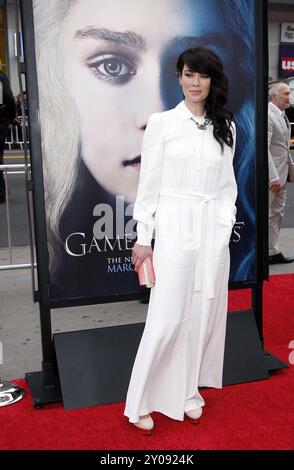 Lena Headey alla terza anteprima stagionale del "Trono di Spade" di HBO tenutasi il 18 marzo 2013 al TCL Chinese Theater di Los Angeles, USA. Foto Stock