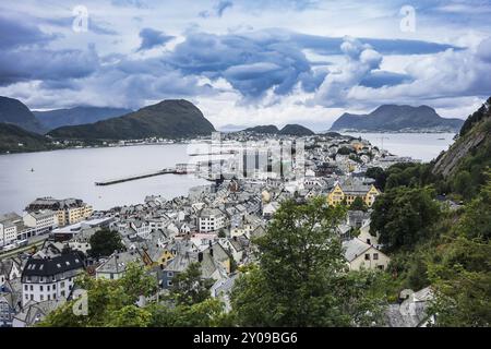 Vista di Alesund in Norvegia Foto Stock