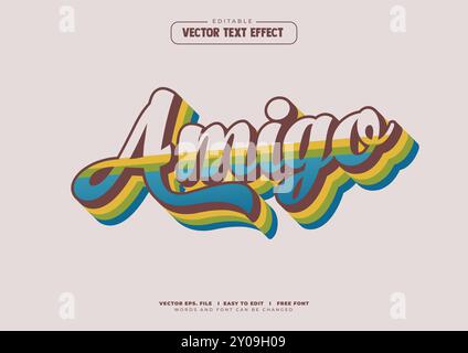 Effetto testo modificabile stile retrò Illustrazione Vettoriale