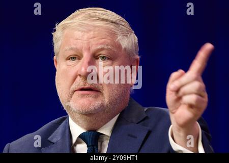 Edimburgo Scozia, Regno Unito 1 settembre 2024. Angus Robertson MSP alla 90a Conferenza Nazionale annuale SNP 2024 presso il Centro Congressi Internazionale di Edimburgo. credito sst/alamy notizie in diretta Foto Stock