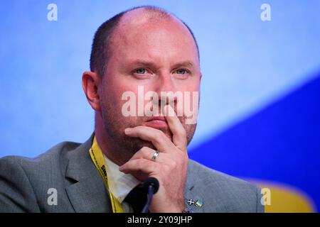 Edimburgo Scozia, Regno Unito 1 settembre 2024. Neil Gray MSP alla 90a Conferenza Nazionale annuale SNP 2024 presso il Centro Congressi Internazionale di Edimburgo. credito sst/alamy notizie in diretta Foto Stock