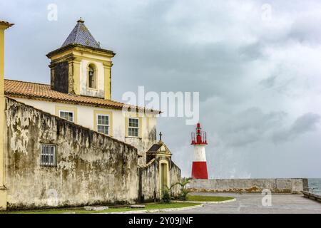 Famosa, antica e storica chiesa di Mont Serrat nella città di Salvador a Bahia, Brasile, Sud America Foto Stock