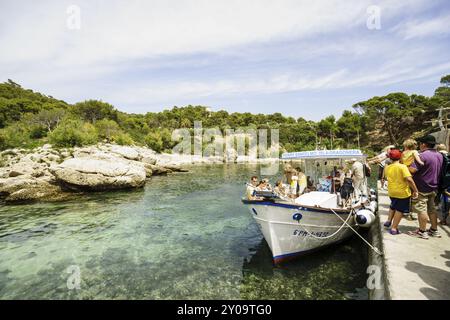 Puerto de es Lledo. Parque Natural de sa Dragonera. Isla Dragonera. Sierra de Tramuntana. Maiorca. Isole Baleari. Spagna Foto Stock