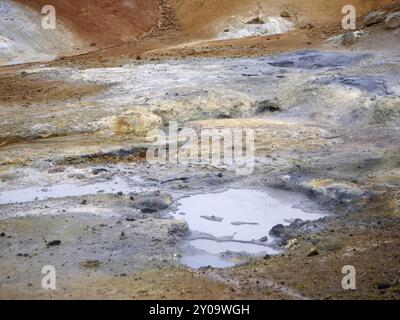 Campo solfatar di Seltun nel sistema vulcanico Krysuvik nel sud della penisola di Reykjanes in Islanda Foto Stock