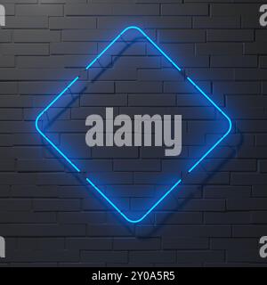 Segno cornice al neon a forma di rettangolo blu. illustrazione 3d. Foto Stock