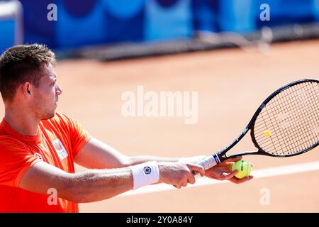 Parigi, Francia. 1 settembre 2024. Parigi, 1 settembre 2024, evento paralimpico di tennis su sedia a rotelle. ( Crediti: Frank Molter/Alamy Live News Foto Stock