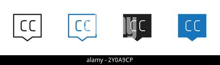 Icona didascalia segno grafico vettoriale lineare o set di simboli per l'interfaccia utente dell'app Web Illustrazione Vettoriale