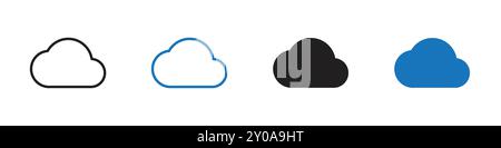 Simbolo o segno grafico vettoriale lineare icona cloud impostato per l'interfaccia utente dell'app Web Illustrazione Vettoriale