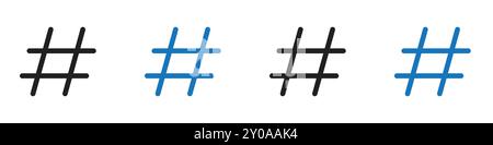 Icona hashtag segno grafico vettoriale lineare o set di simboli per l'interfaccia utente dell'app Web Illustrazione Vettoriale