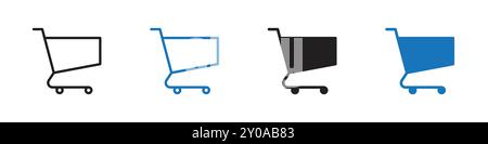 Icona del carrello segno grafico vettoriale lineare o set di simboli per l'interfaccia utente dell'app Web Illustrazione Vettoriale