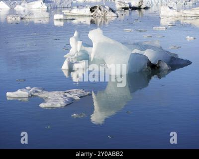 Iceberg sul lago glaciale Joekulsarlon in Islanda Foto Stock