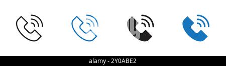 Icona telefono segno grafico vettoriale lineare o set di simboli per l'interfaccia utente dell'app Web Illustrazione Vettoriale
