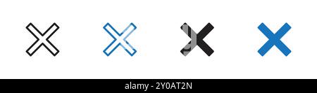 Icona di chiusura segno grafico vettoriale lineare o set di simboli per l'interfaccia utente dell'app Web Illustrazione Vettoriale