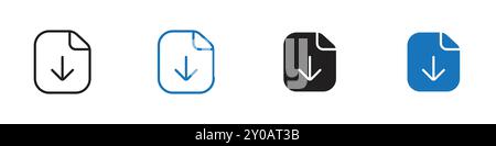 Icona di download del segno grafico vettoriale lineare o set di simboli per l'interfaccia utente dell'app Web Illustrazione Vettoriale