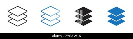 Icona stack segno grafico vettoriale lineare o set di simboli per l'interfaccia utente dell'app Web Illustrazione Vettoriale