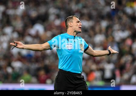 Rio, Brasile - 1° settembre 2024: Paulo Cesar Zanovelli da Silva (FIFA) arbitro nella partita tra Fluminense e San Paolo del Championshi brasiliano Foto Stock