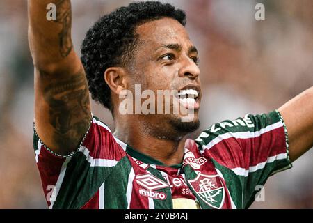 Rio, Brasile - 1° settembre 2024: Keno giocatore in partita tra Fluminense e San Paolo per il Campionato brasiliano, 25° round allo Stadio Maracana Foto Stock