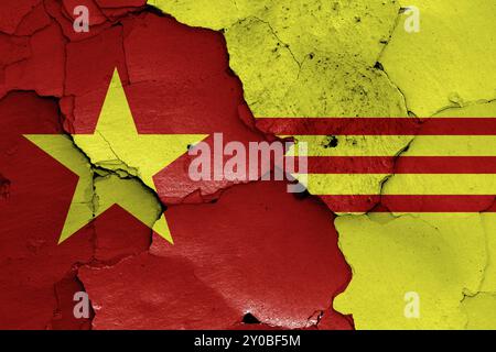 Bandiere del Vietnam del Nord e del Vietnam del Sud Foto Stock