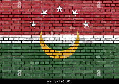 Bandiera del Maghreb dipinta su un muro di mattoni Foto Stock