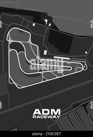 Circuito ADM - Autodrom Mosca cartina poster art Illustrazione Vettoriale