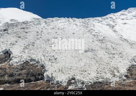 Il ghiacciaio di Karola è uno dei ghiacciai più belli del Tibet. Si trova tra la Prefettura di Lhokha e la Prefettura di Shigatse - Tibet Foto Stock