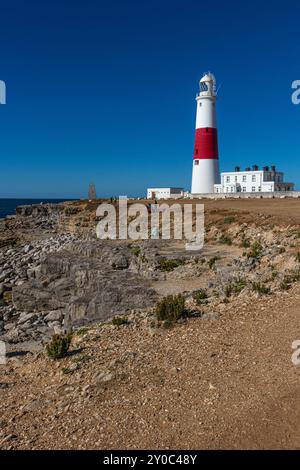 Il faro di Portland Bill è un faro funzionante di Trinity House a Portland Bill, sull'isola di Portland, Dorset, in Inghilterra. Foto Stock