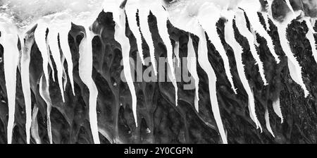 Strutture di ghiaccio sul lago Tornetraesk, Norrbotten, Lapponia, Svezia, gennaio 2014, Europa Foto Stock