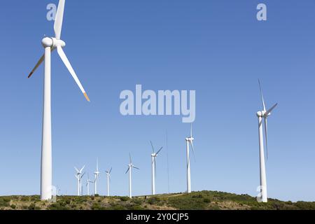 Turbine eoliche sull'isola di Madeira, Portogallo, Europa Foto Stock